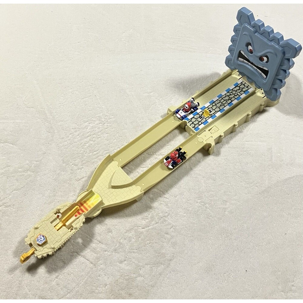 Hot Wheels Mario Kart Thwomp Ruins Track w/ Red Yoshi Car & Shy Guy Car
